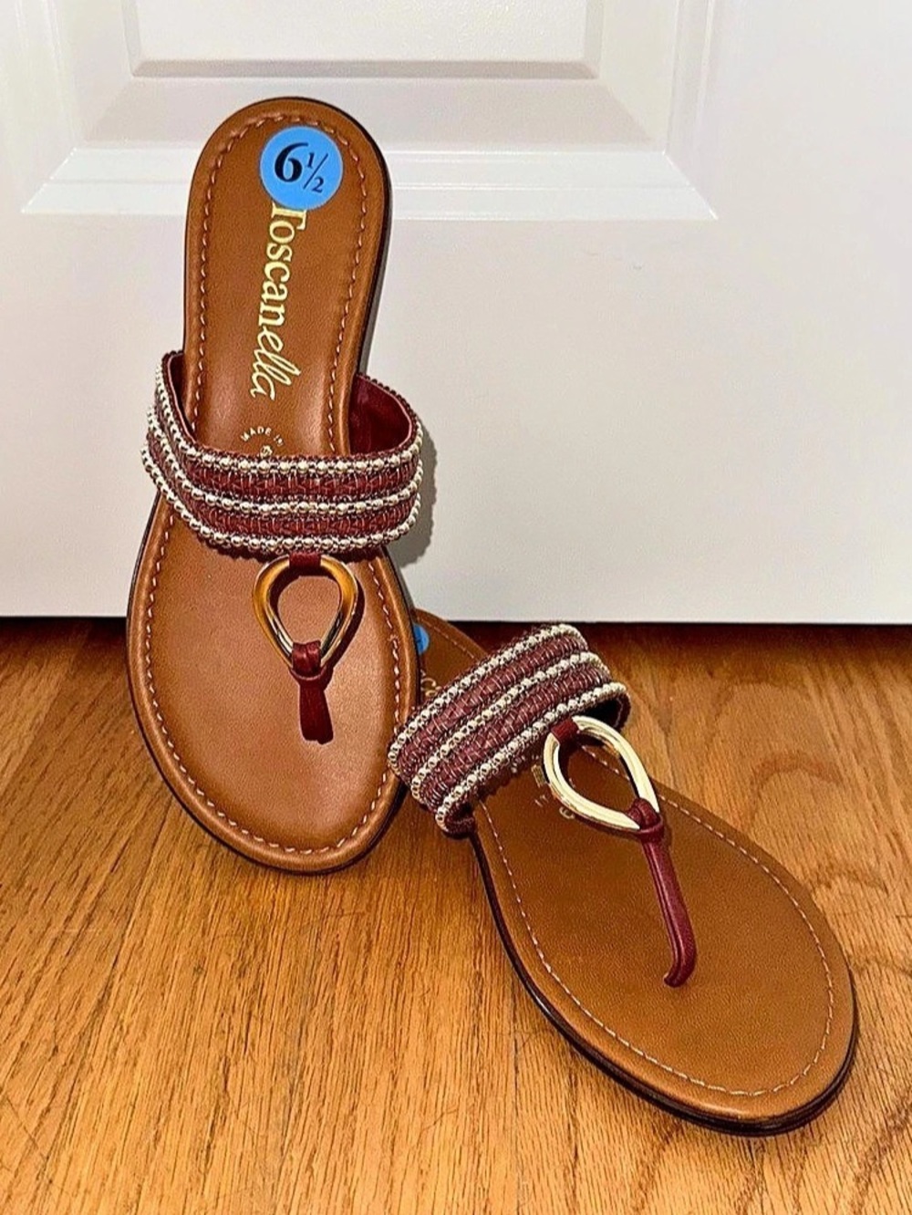 Toscanella Women's Brown & Burgundy Sandals US 6.5 Like New